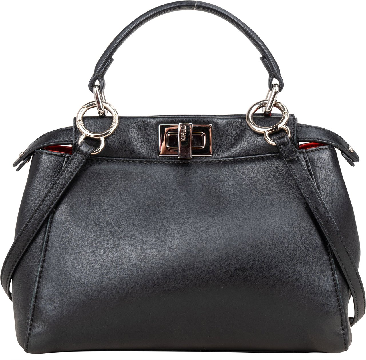 Fendi Fendi Black Leather Peekaboo Handbag Zwart