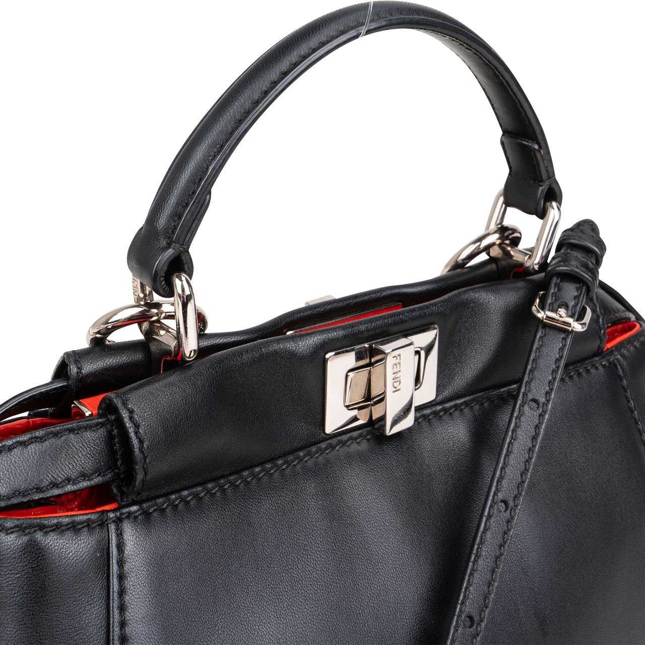 Fendi Fendi Black Leather Peekaboo Handbag Zwart