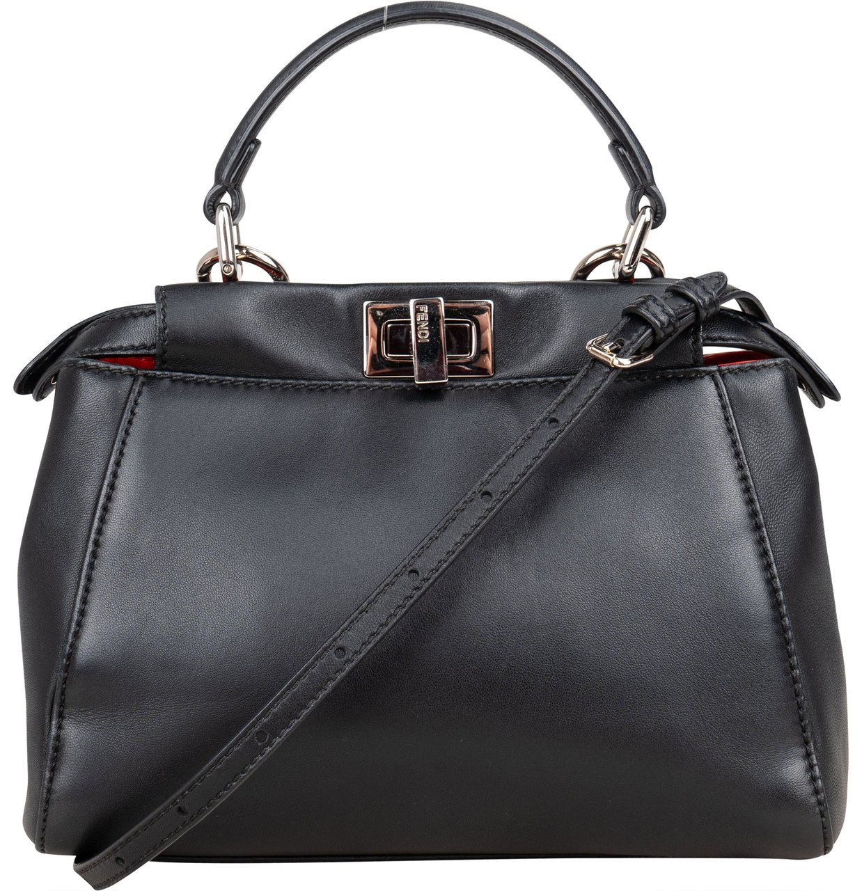 Fendi Fendi Black Leather Peekaboo Handbag Zwart