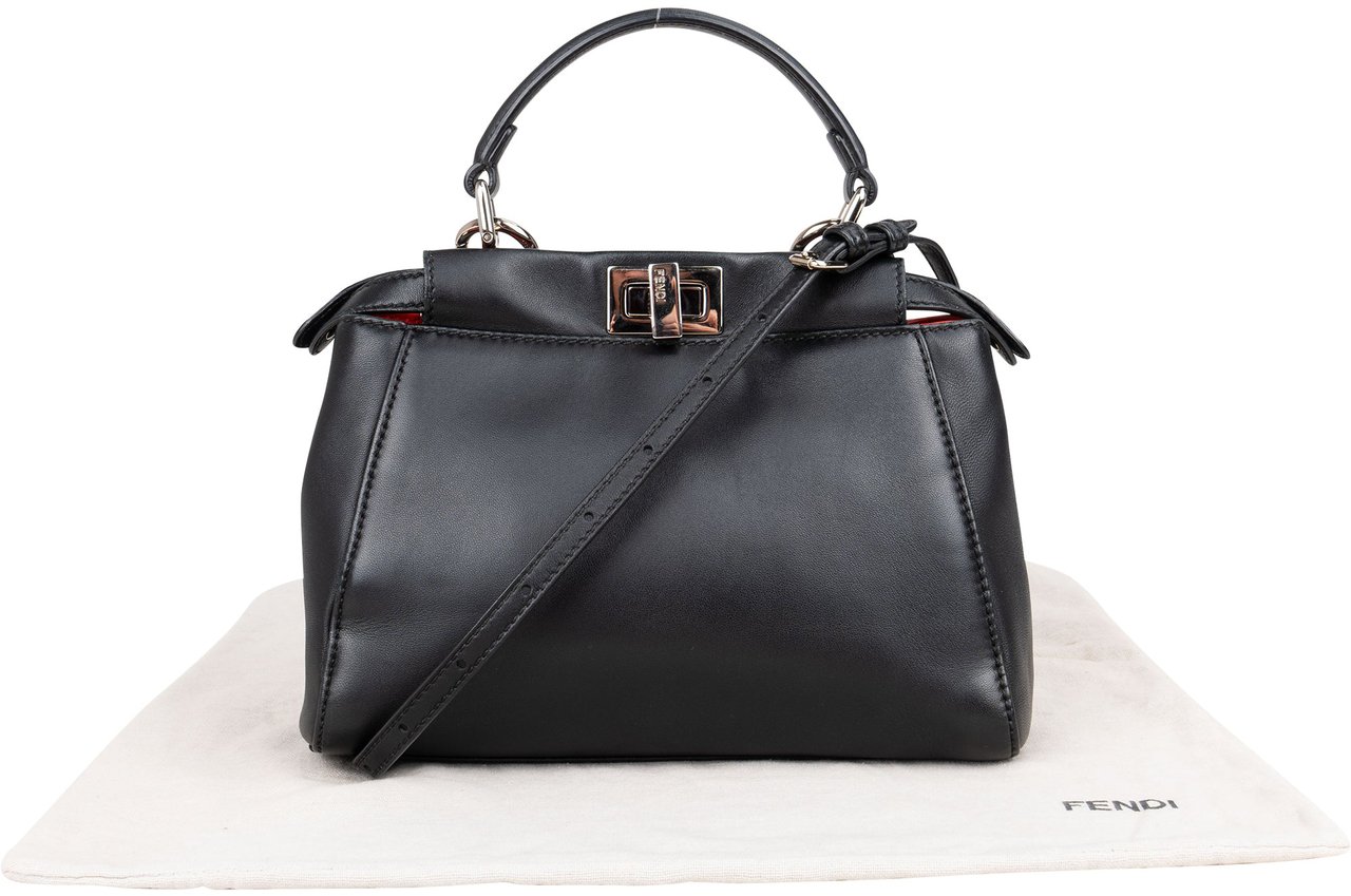 Fendi Fendi Black Leather Peekaboo Handbag Zwart