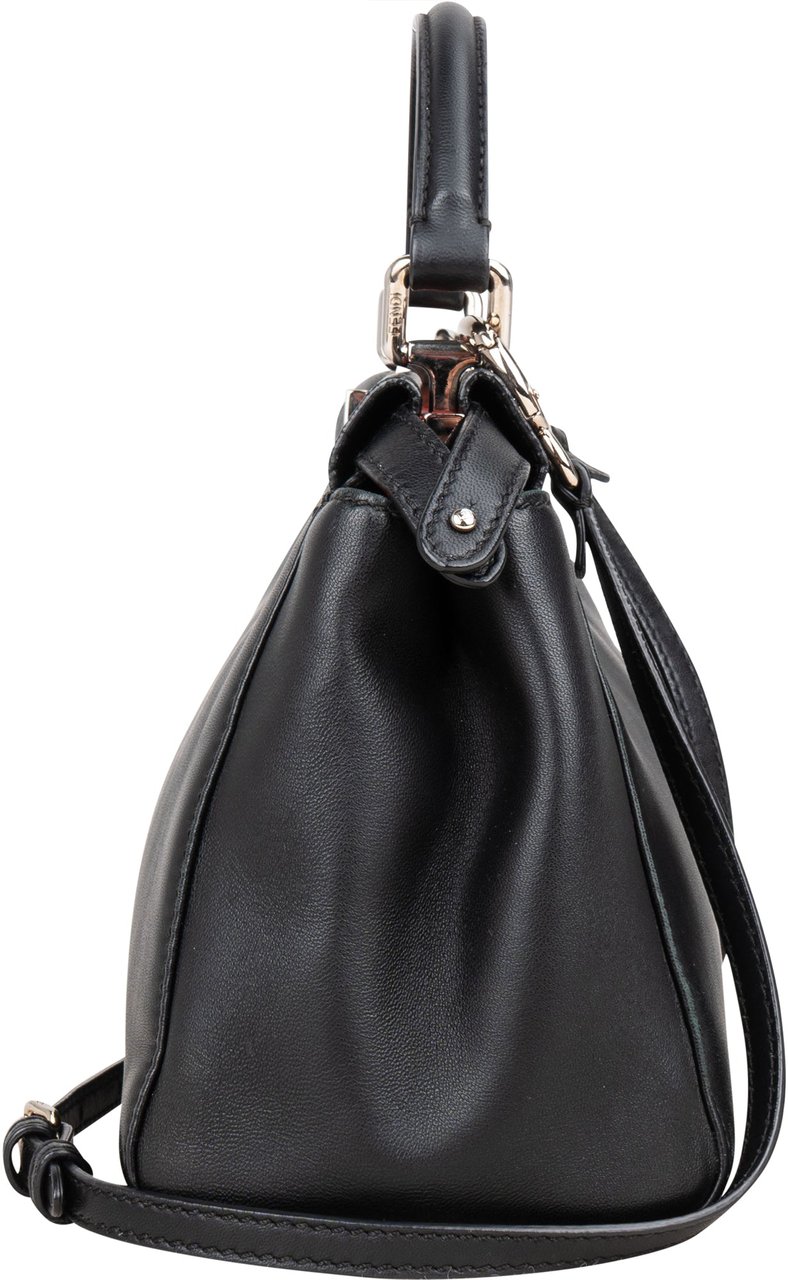 Fendi Fendi Black Leather Peekaboo Handbag Zwart