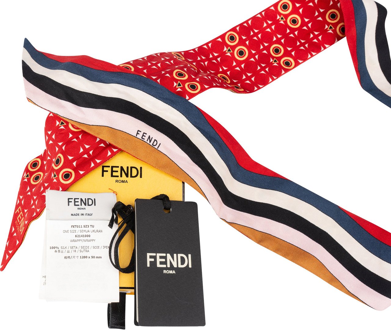 Fendi Fendi Multicolor Silk Scarf Tuch Rood
