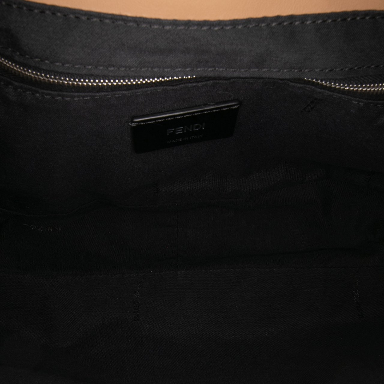 Fendi Large Zucca and Pequin Canvas Convertible Baguette Satchel Bruin