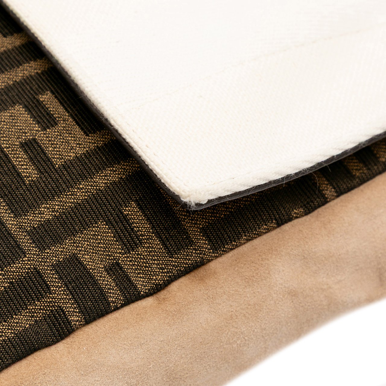 Fendi Large Zucca and Pequin Canvas Convertible Baguette Satchel Bruin