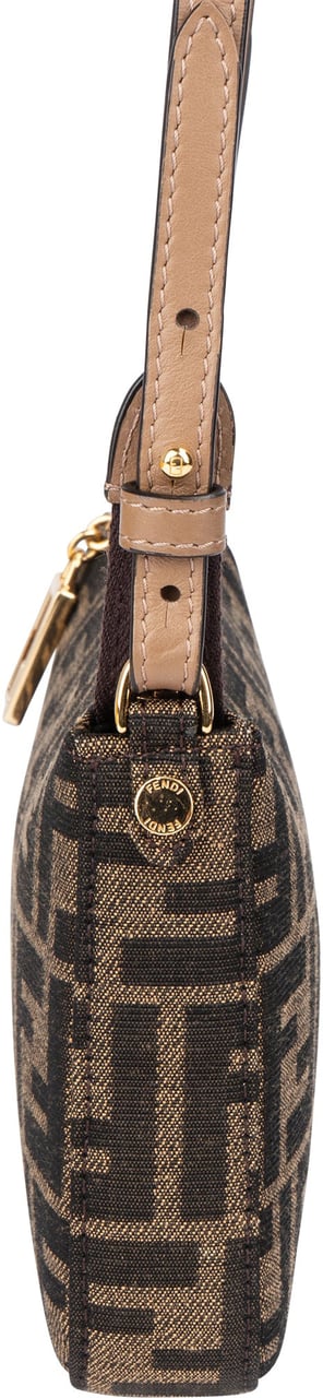 Fendi Fendi FF Monogram Baguette Crossbody Bag Bruin