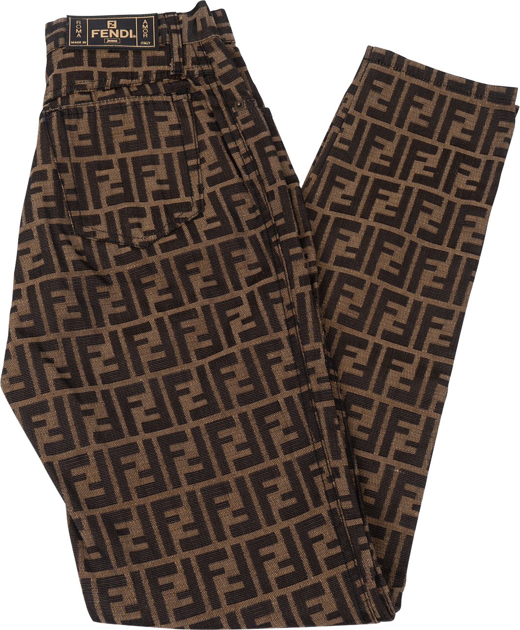 Fendi FF Monogram Women Jeans Pants (D 36 / IT 41) Bruin