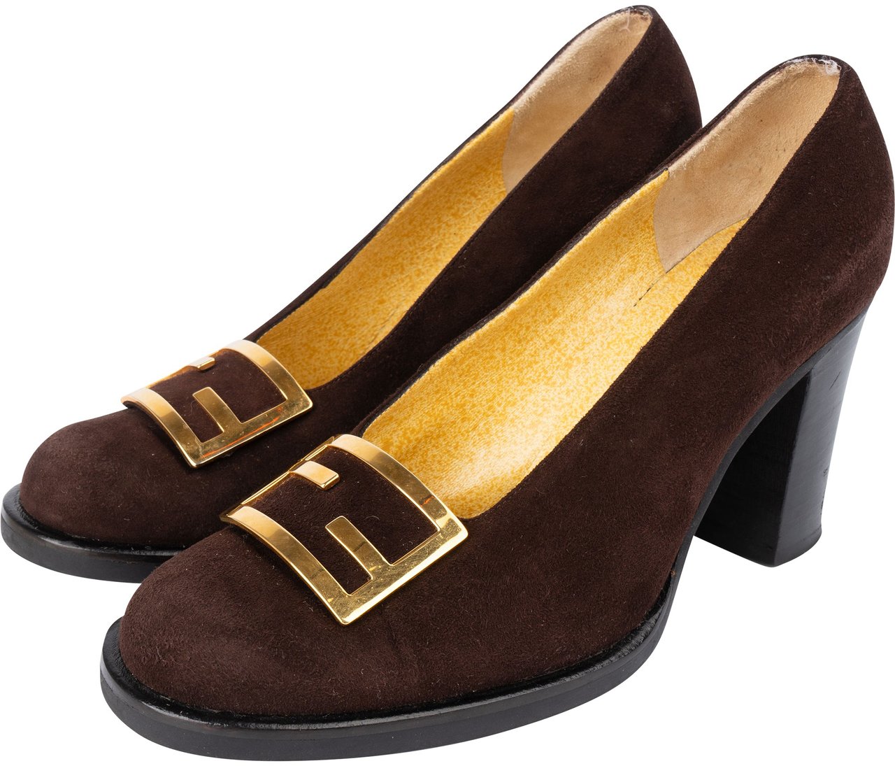 Fendi Fendi Brown Suede Baguette Buckle Pumps (36,5) Bruin