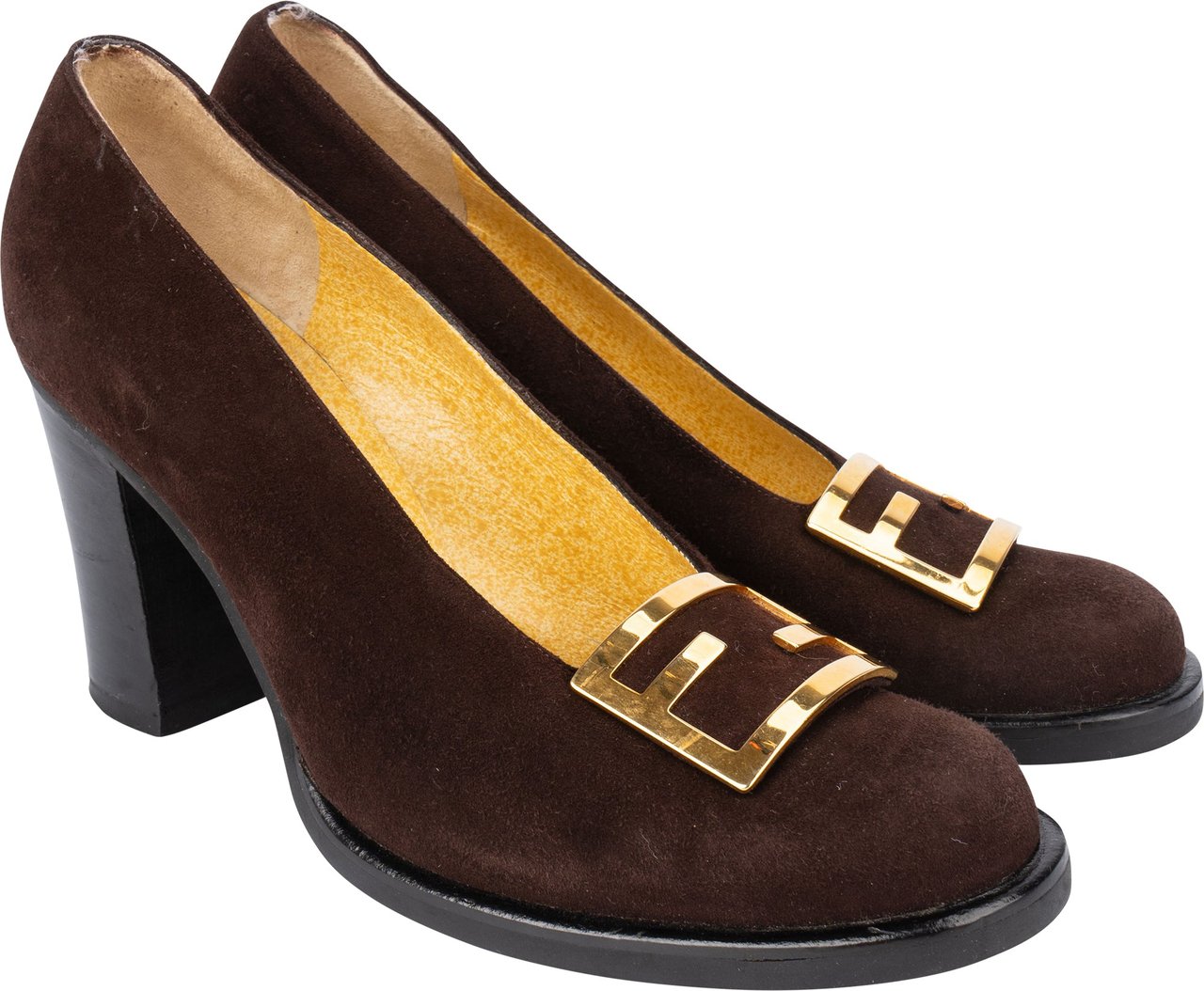 Fendi Fendi Brown Suede Baguette Buckle Pumps (36,5) Bruin