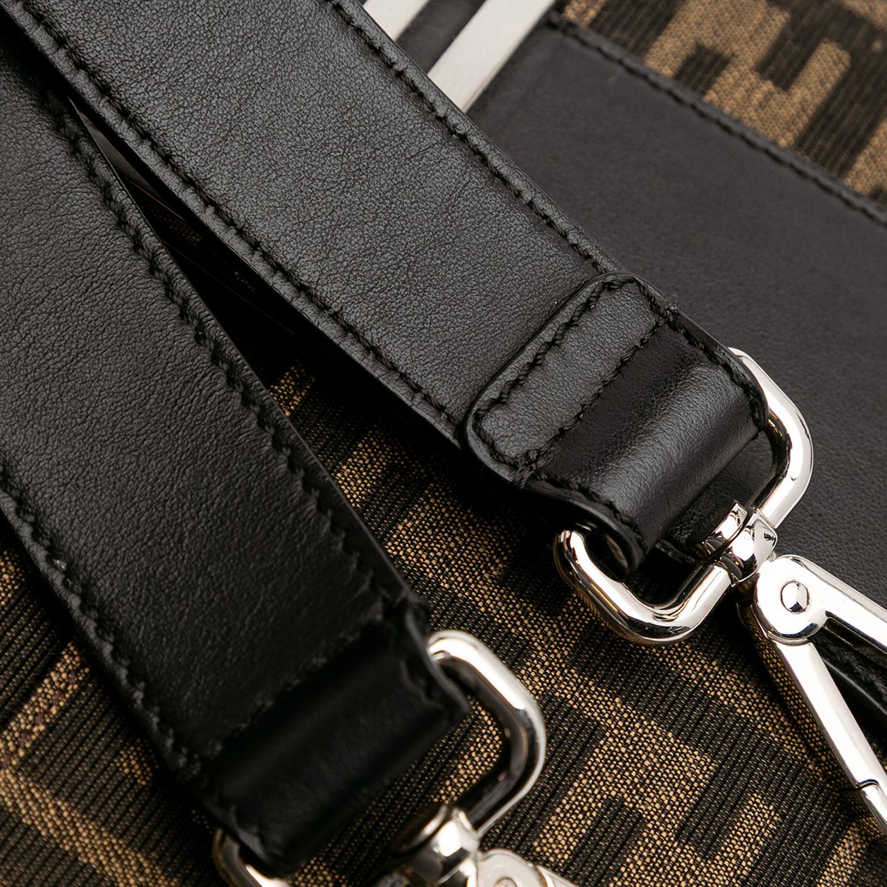 Fendi Zucca Canvas Convertible Baguette Satchel Bruin