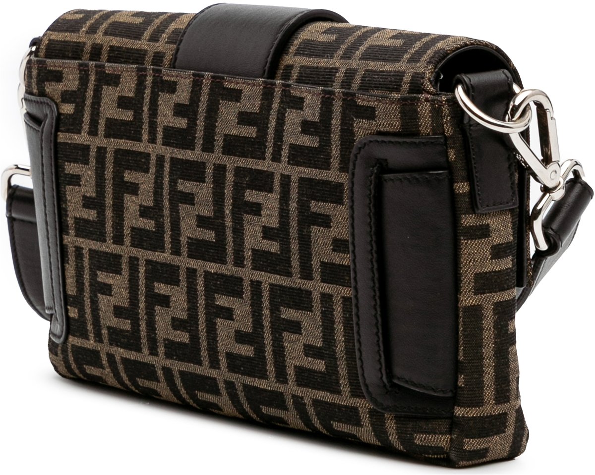 Fendi Zucca Canvas Convertible Baguette Satchel Bruin