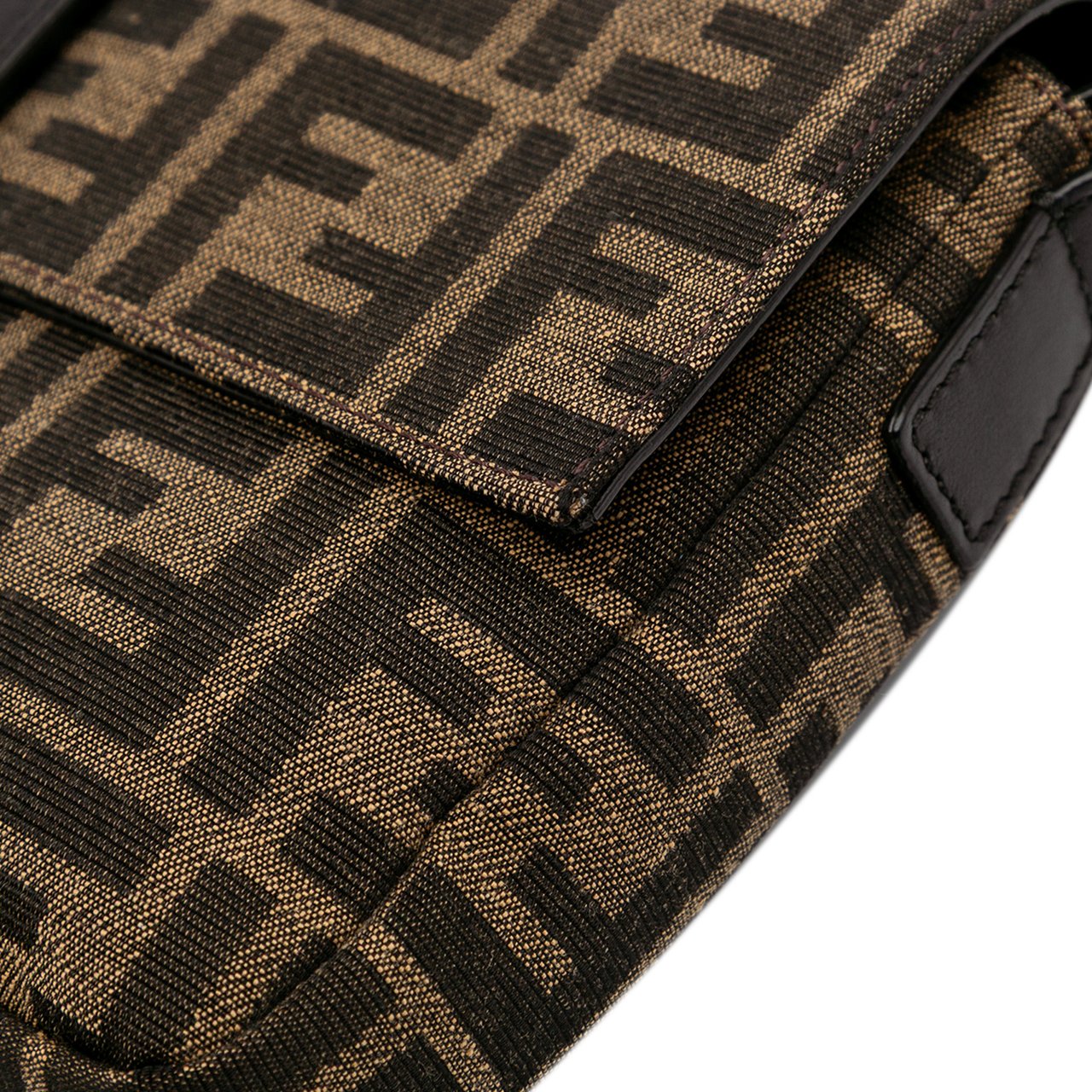 Fendi Zucca Canvas Convertible Baguette Satchel Bruin
