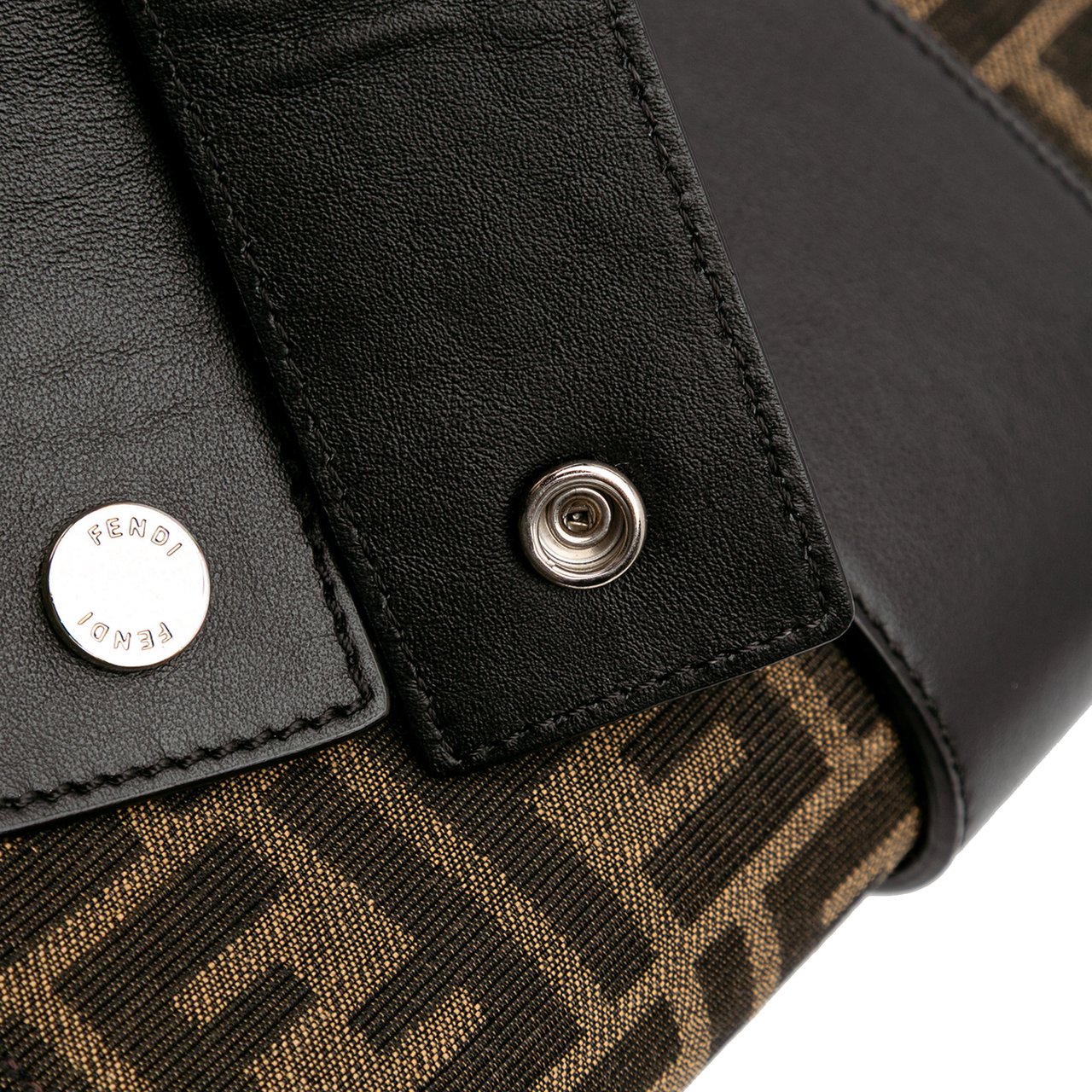 Fendi Zucca Canvas Convertible Baguette Satchel Bruin