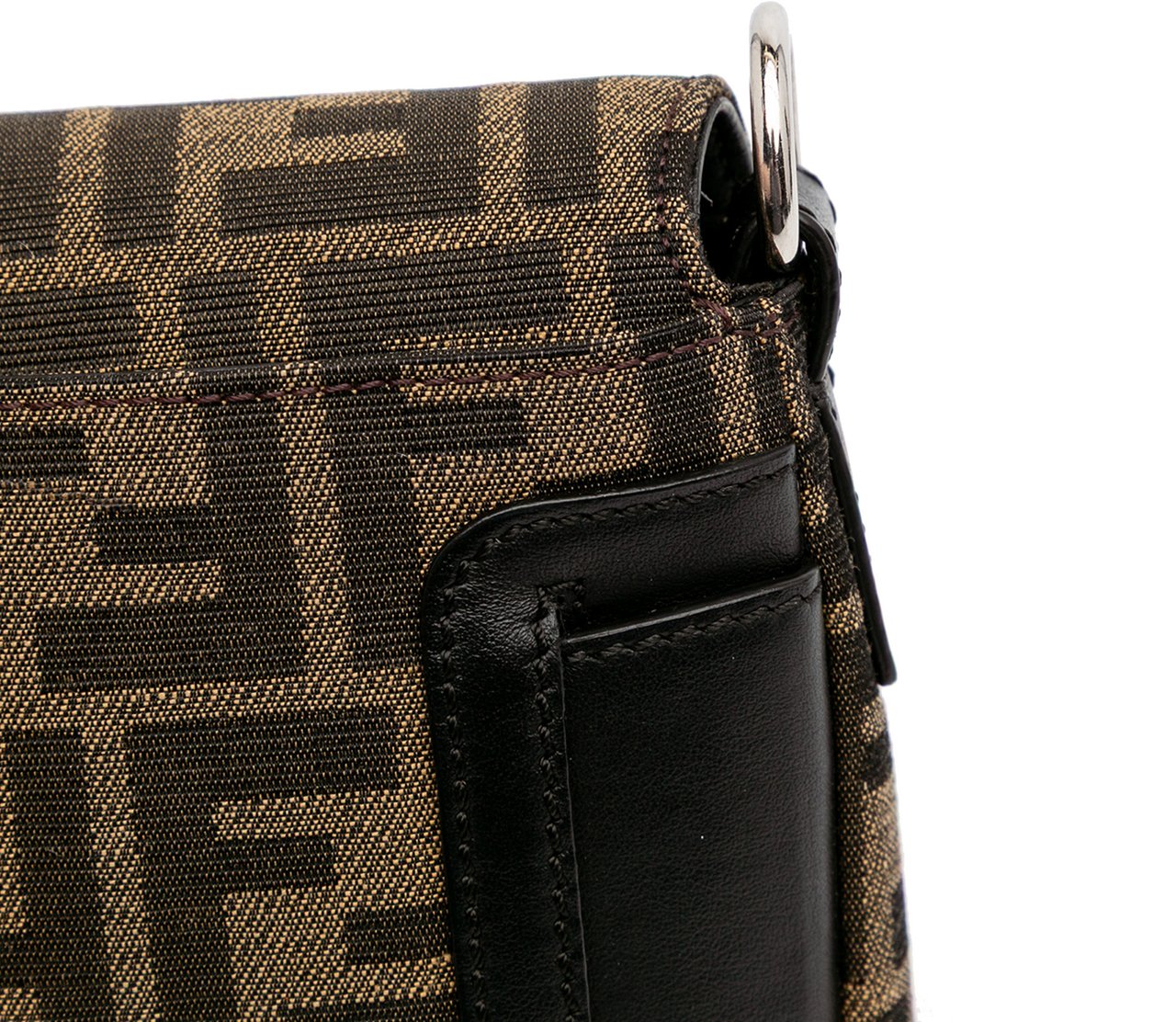Fendi Zucca Canvas Convertible Baguette Satchel Bruin