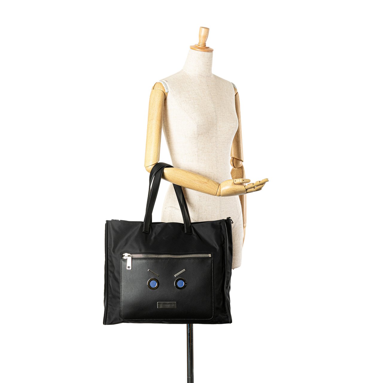 Fendi Large Nylon Fendi Faces Tote Zwart