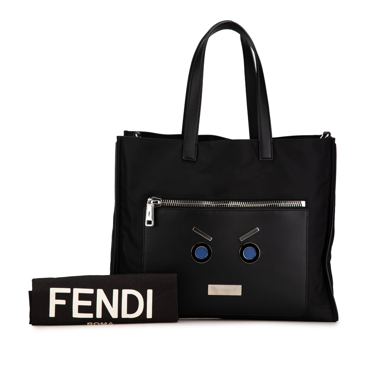 Fendi Large Nylon Fendi Faces Tote Zwart