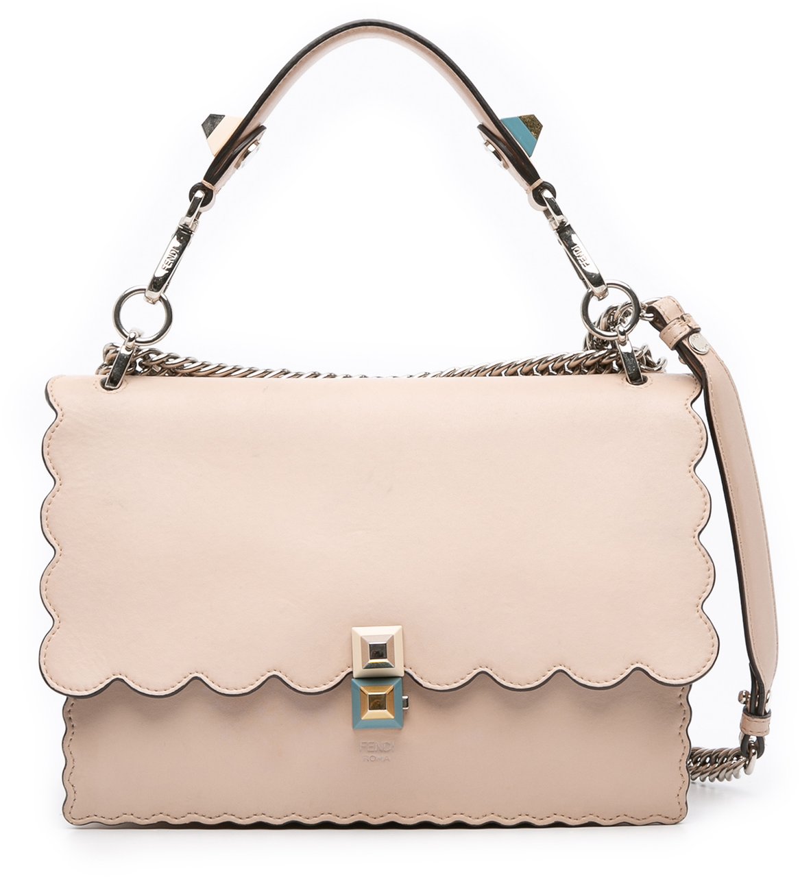 Fendi Medium Scalloped Leather Kan I Satchel Roze
