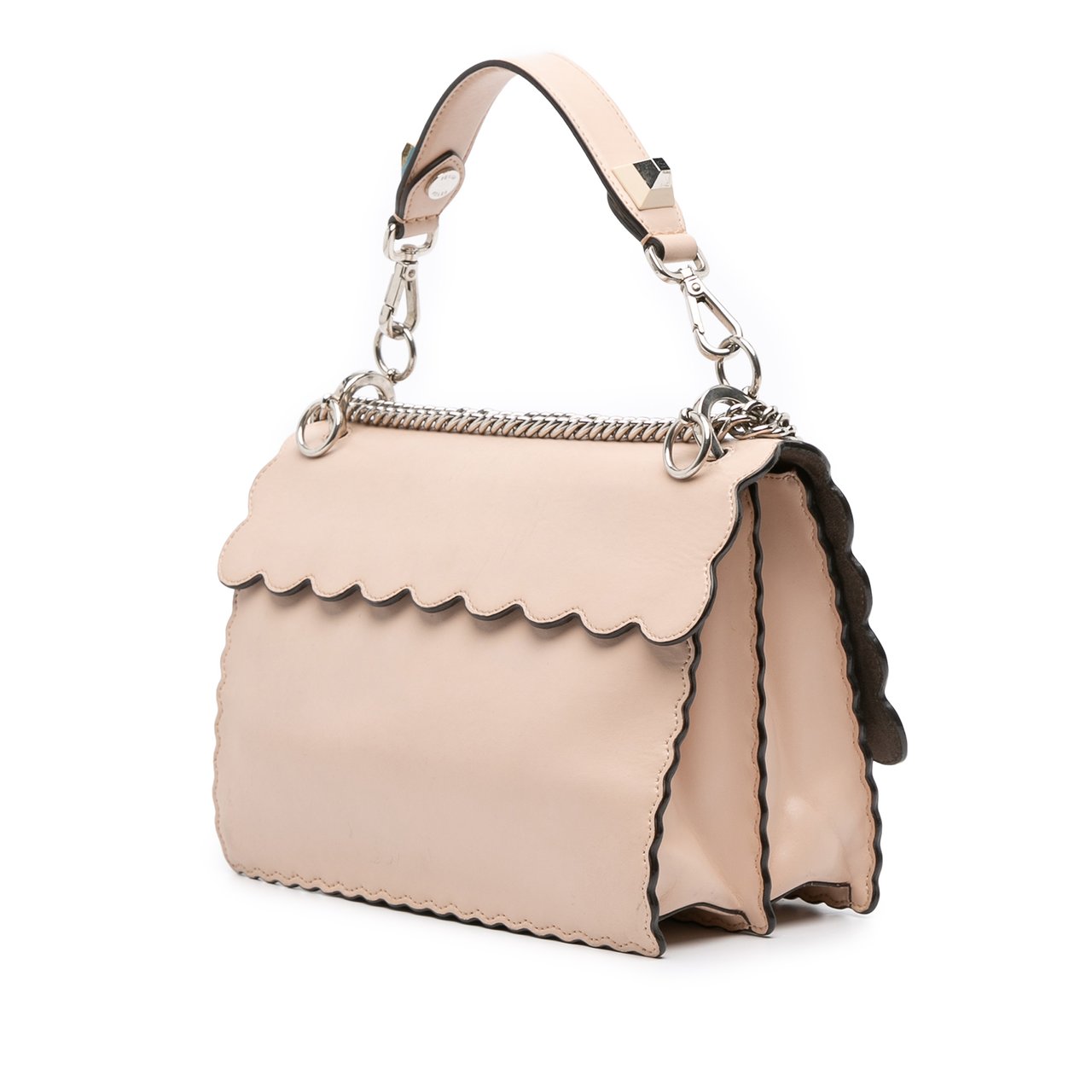 Fendi Medium Scalloped Leather Kan I Satchel Roze