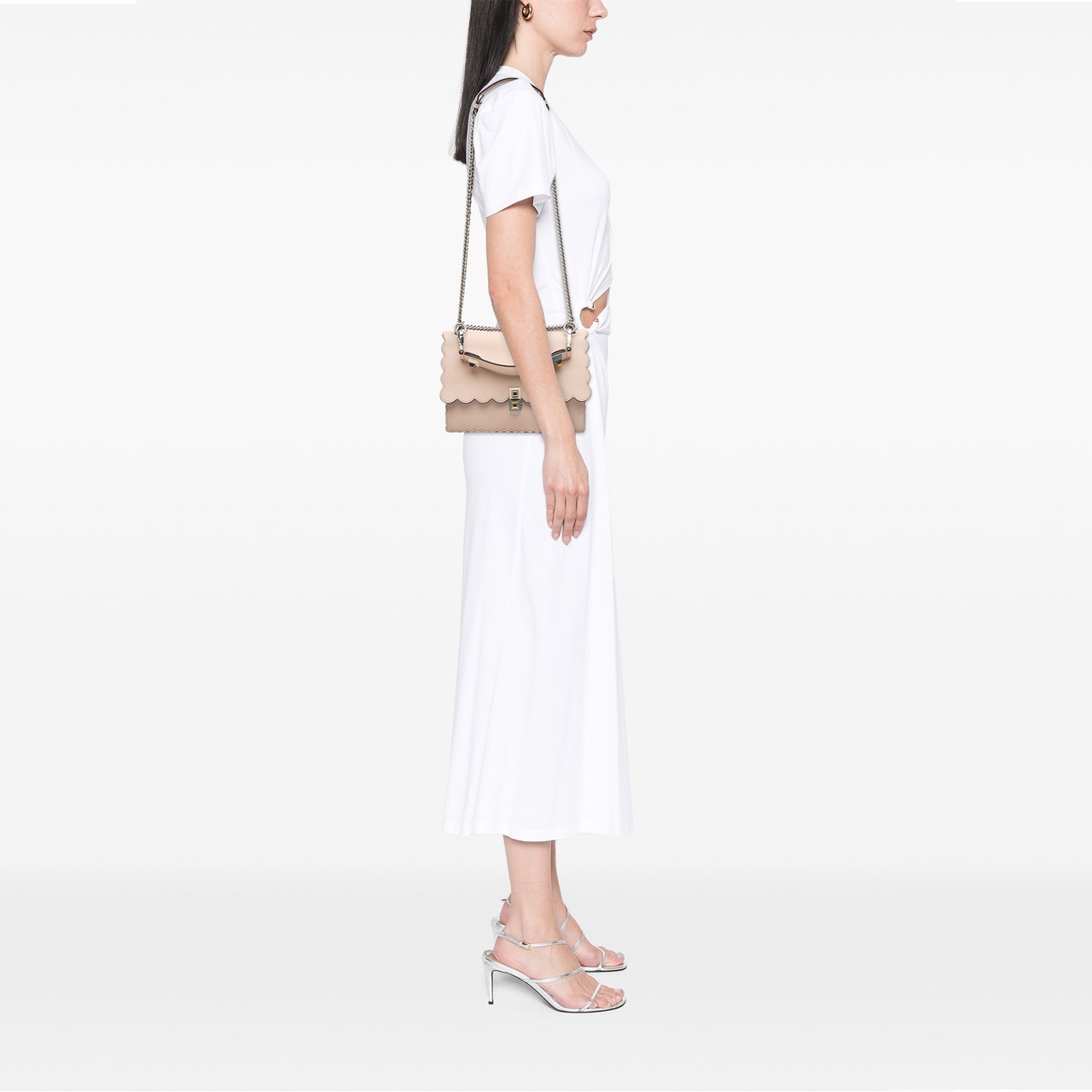 Fendi Medium Scalloped Leather Kan I Satchel Roze