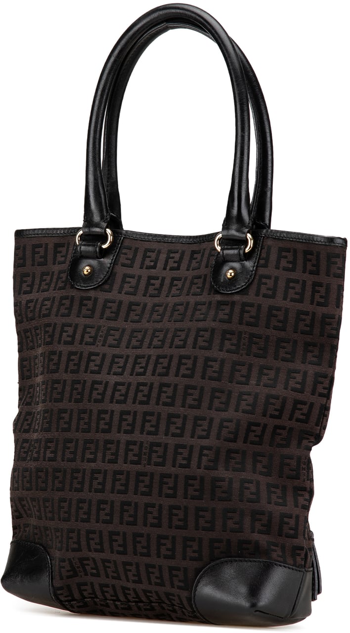 Fendi Zucchino Canvas Chef Front Pocket Shopping Tote Bruin