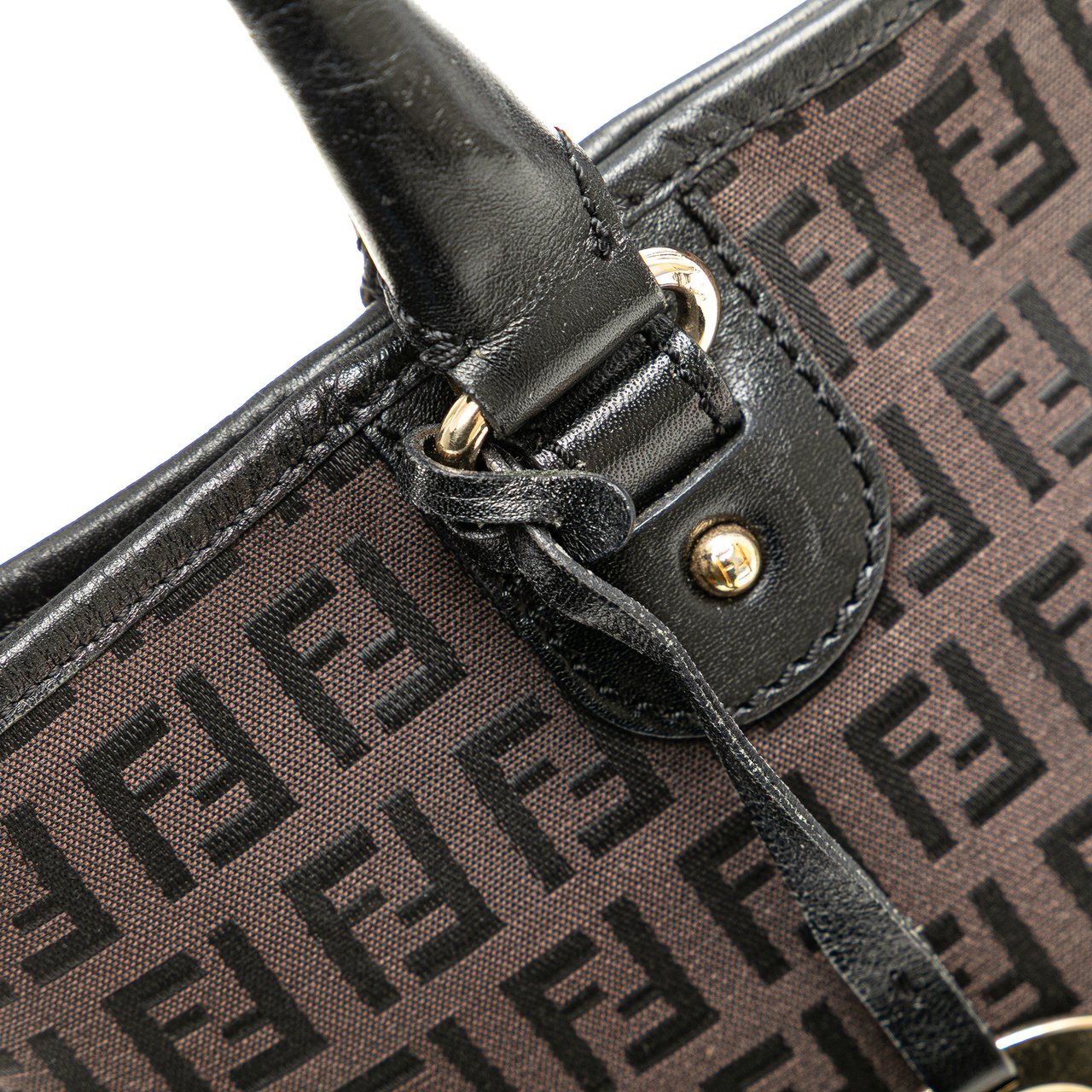 Fendi Zucchino Canvas Chef Front Pocket Shopping Tote Bruin