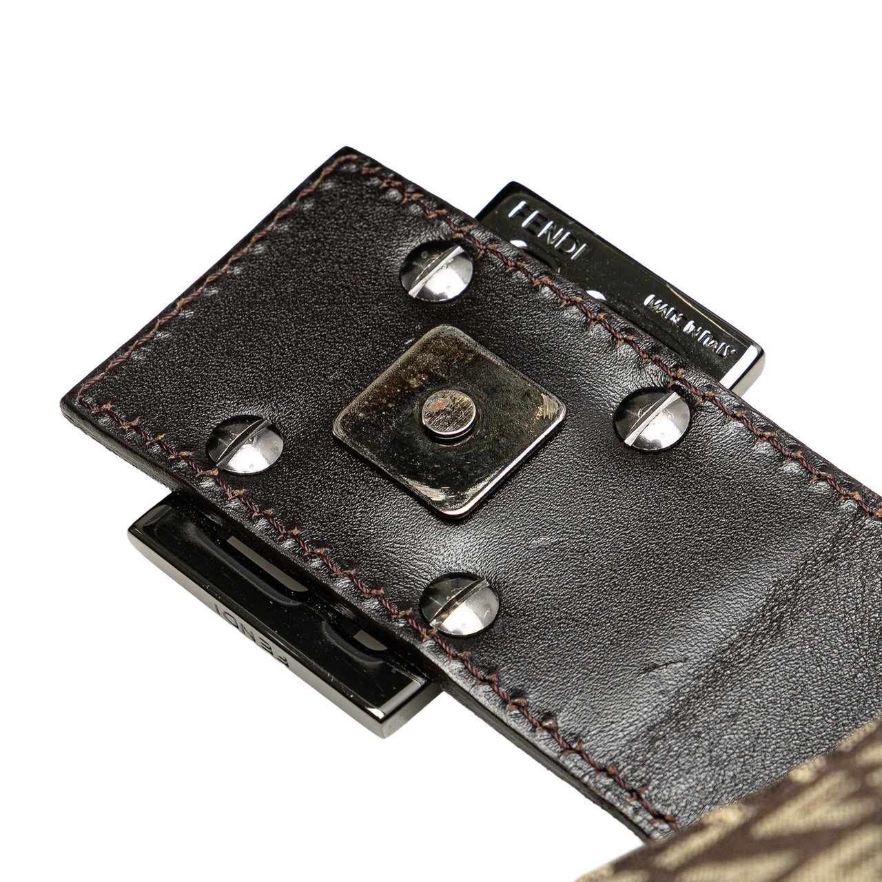 Fendi Zucchino Canvas Shoulder Bag Bruin