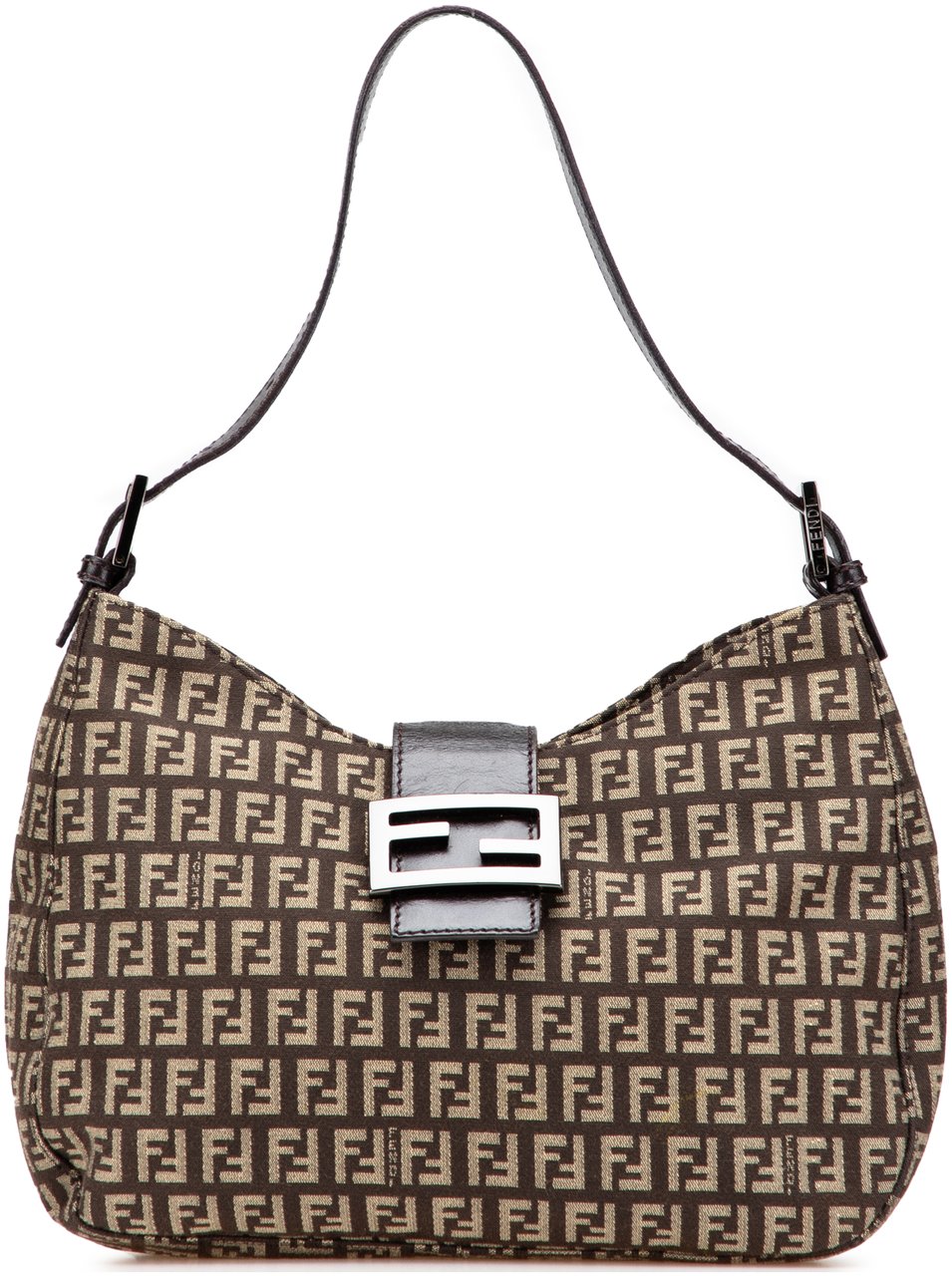 Fendi Zucchino Canvas Shoulder Bag Bruin