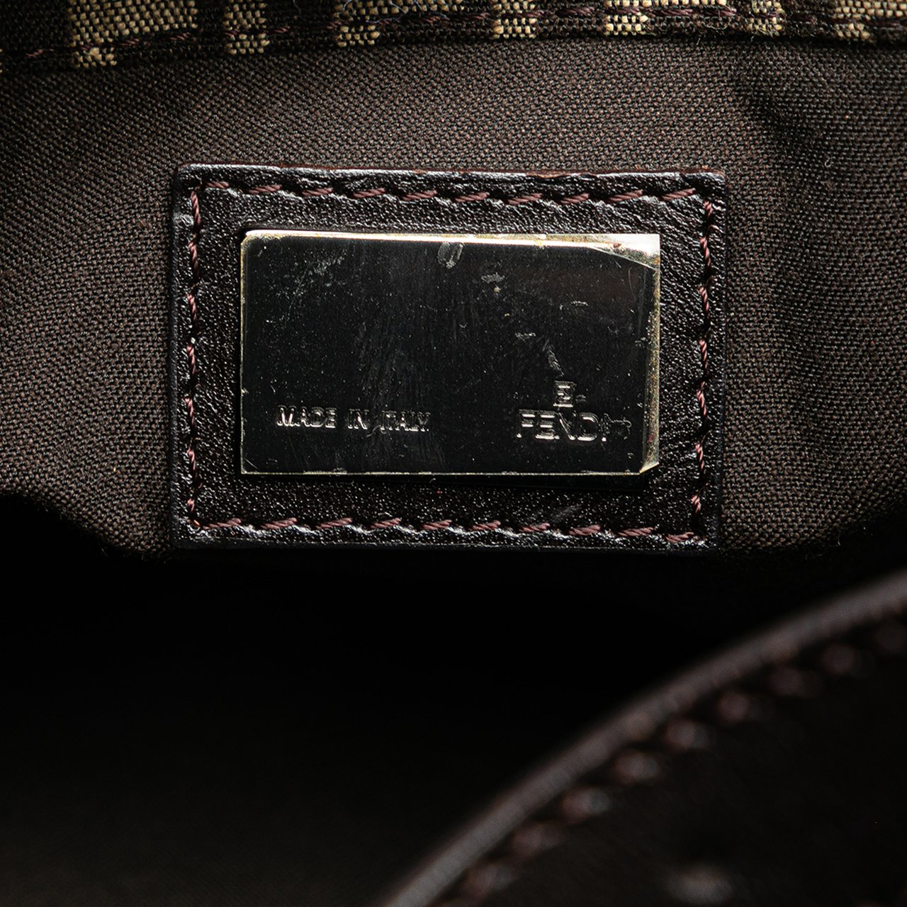Fendi Zucchino Canvas Shoulder Bag Bruin