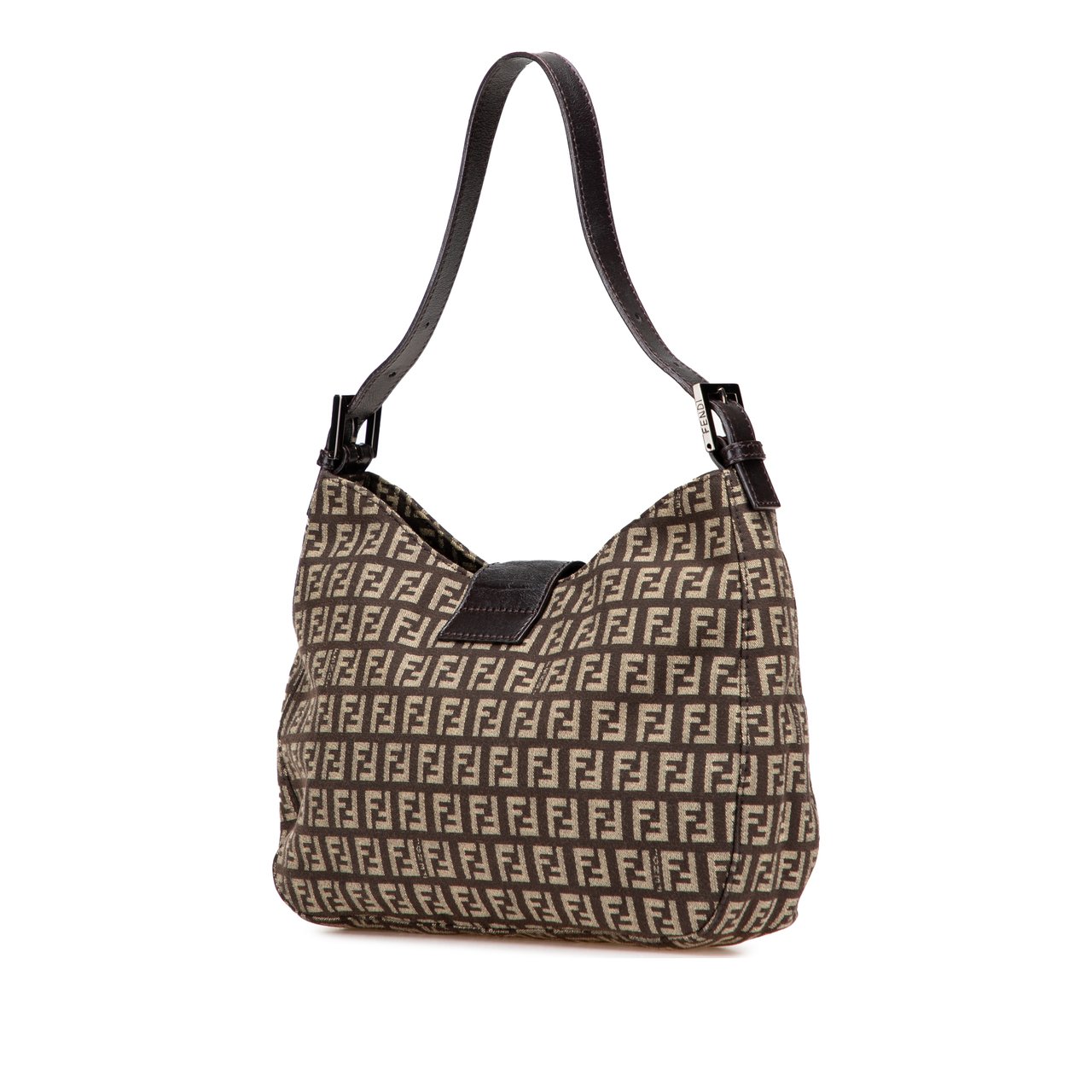Fendi Zucchino Canvas Shoulder Bag Bruin