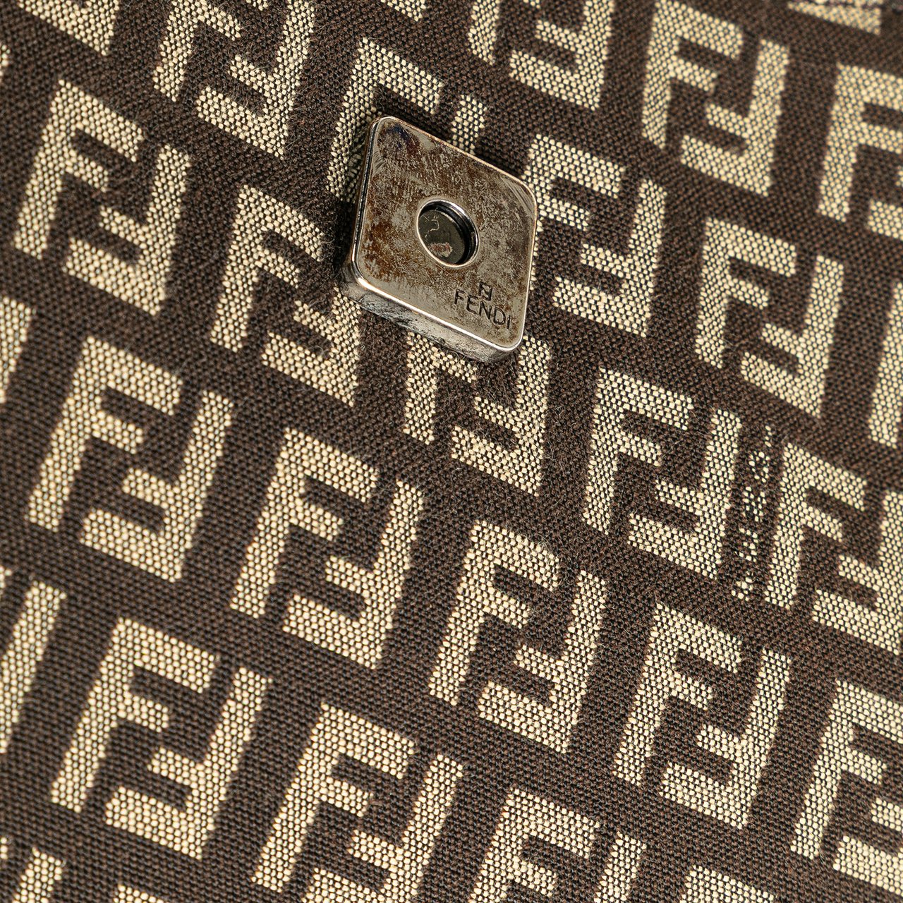 Fendi Zucchino Canvas Shoulder Bag Bruin
