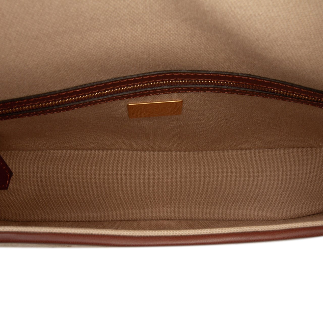Fendi Zucca Embroidered Canvas Baguette Satchel Bruin