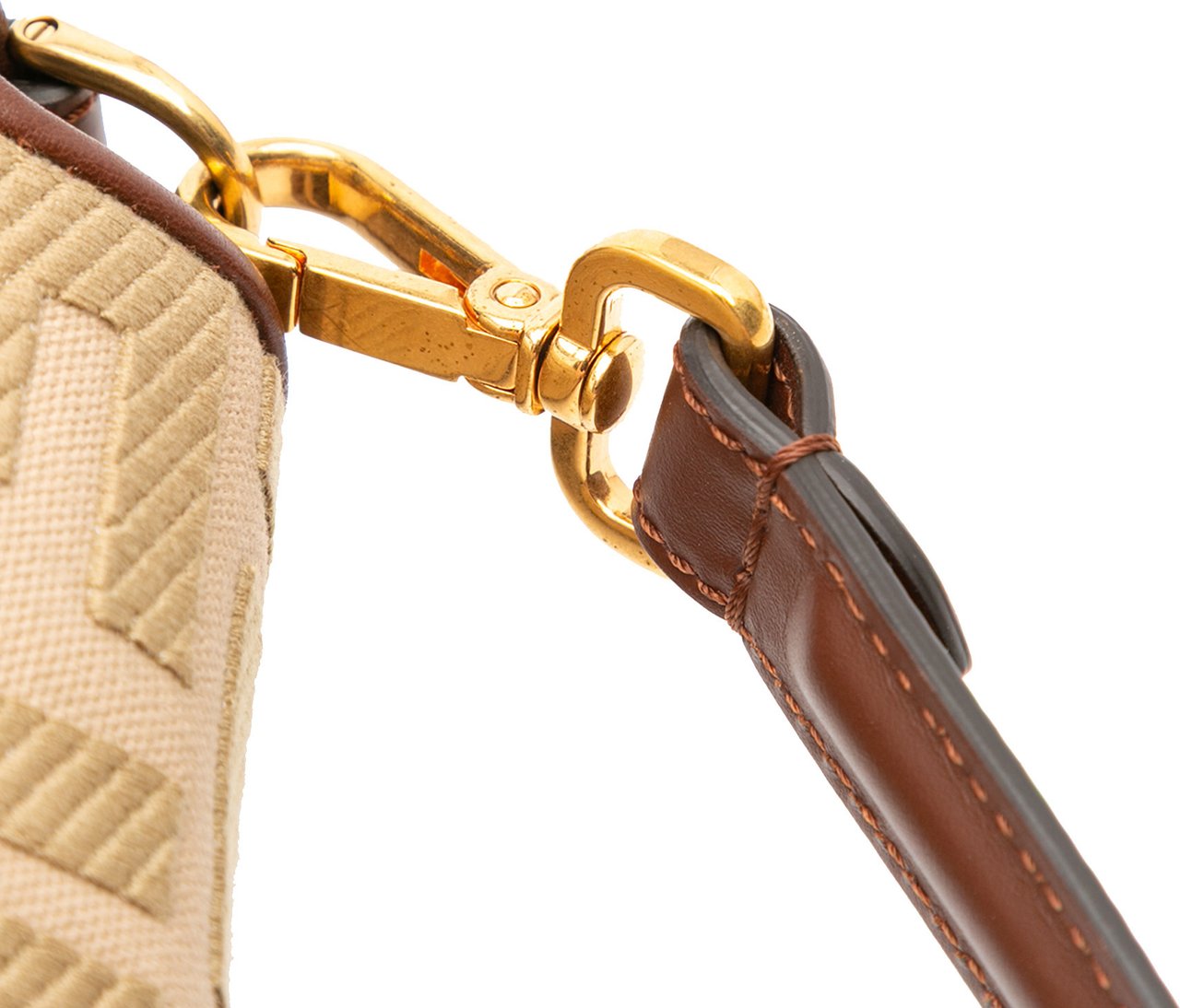 Fendi Zucca Embroidered Canvas Baguette Satchel Bruin