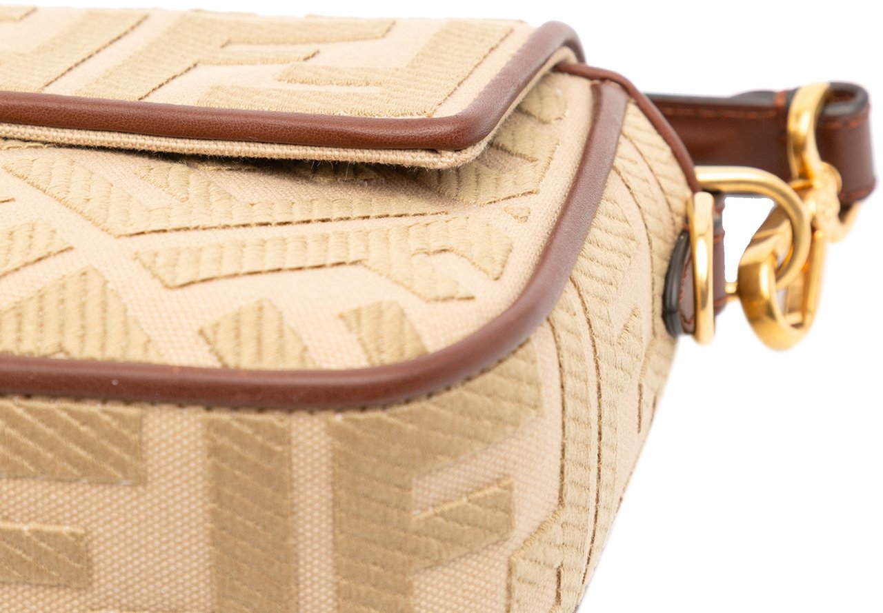 Fendi Zucca Embroidered Canvas Baguette Satchel Bruin
