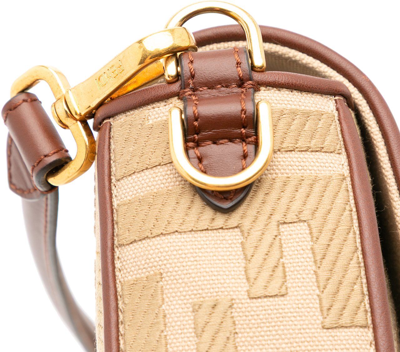 Fendi Zucca Embroidered Canvas Baguette Satchel Bruin