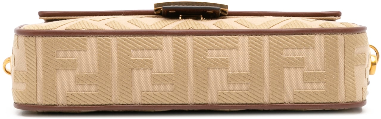 Fendi Zucca Embroidered Canvas Baguette Satchel Bruin