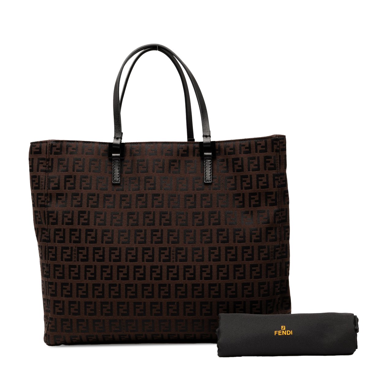 Fendi Zucchino Canvas Tote Bruin