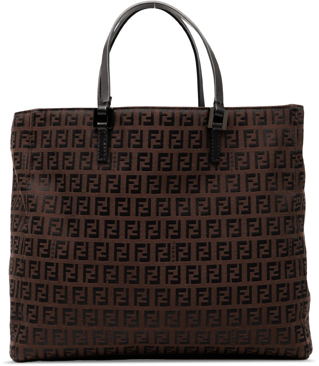 Fendi Zucchino Canvas Tote Bruin
