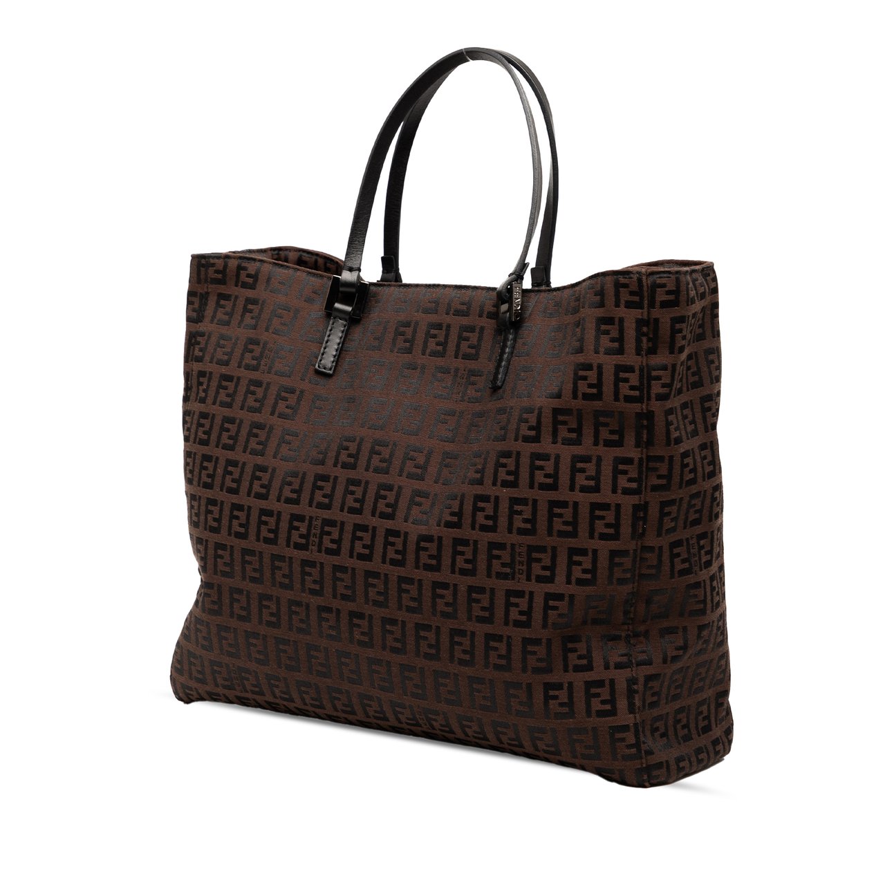 Fendi Zucchino Canvas Tote Bruin