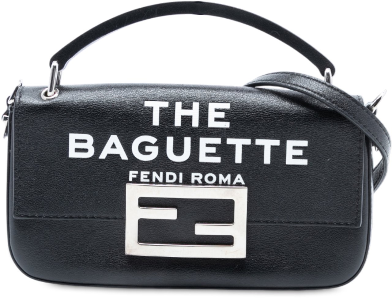 Fendi Marc Jacobs Calfskin Baguette Phone Pouch Satchel Zwart