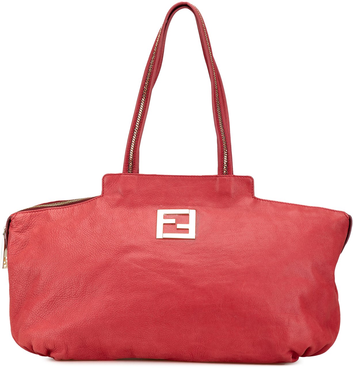Fendi Medium Leather Chains Tote Rood