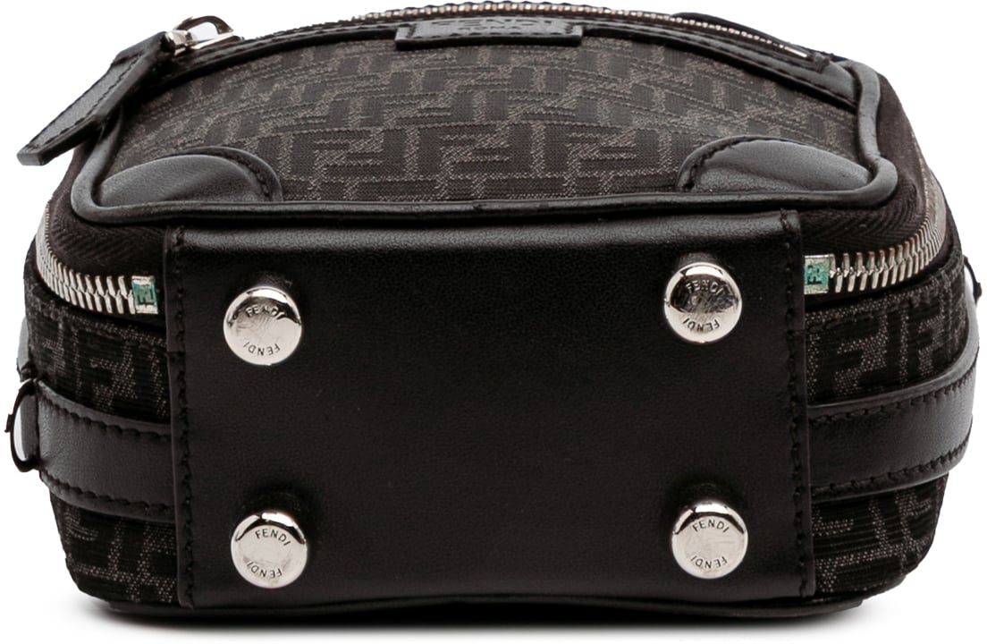 Fendi Mini Zucchino Recycled Jacquard Trolley Satchel Zwart