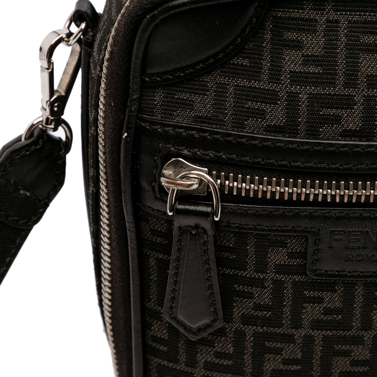 Fendi Mini Zucchino Recycled Jacquard Trolley Satchel Zwart