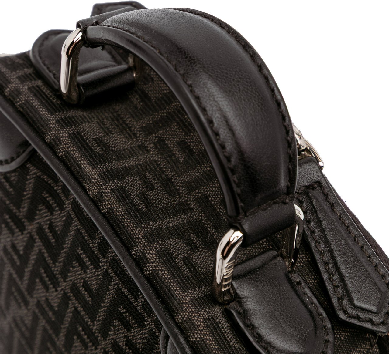 Fendi Mini Zucchino Recycled Jacquard Trolley Satchel Zwart