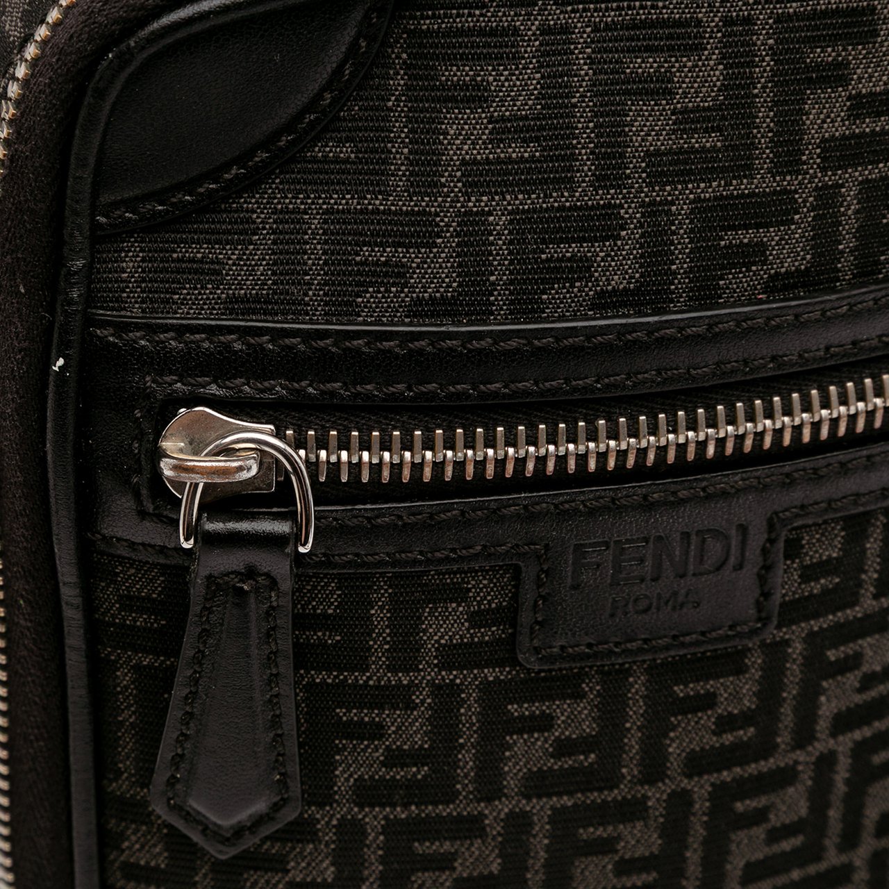 Fendi Mini Zucchino Recycled Jacquard Trolley Satchel Zwart