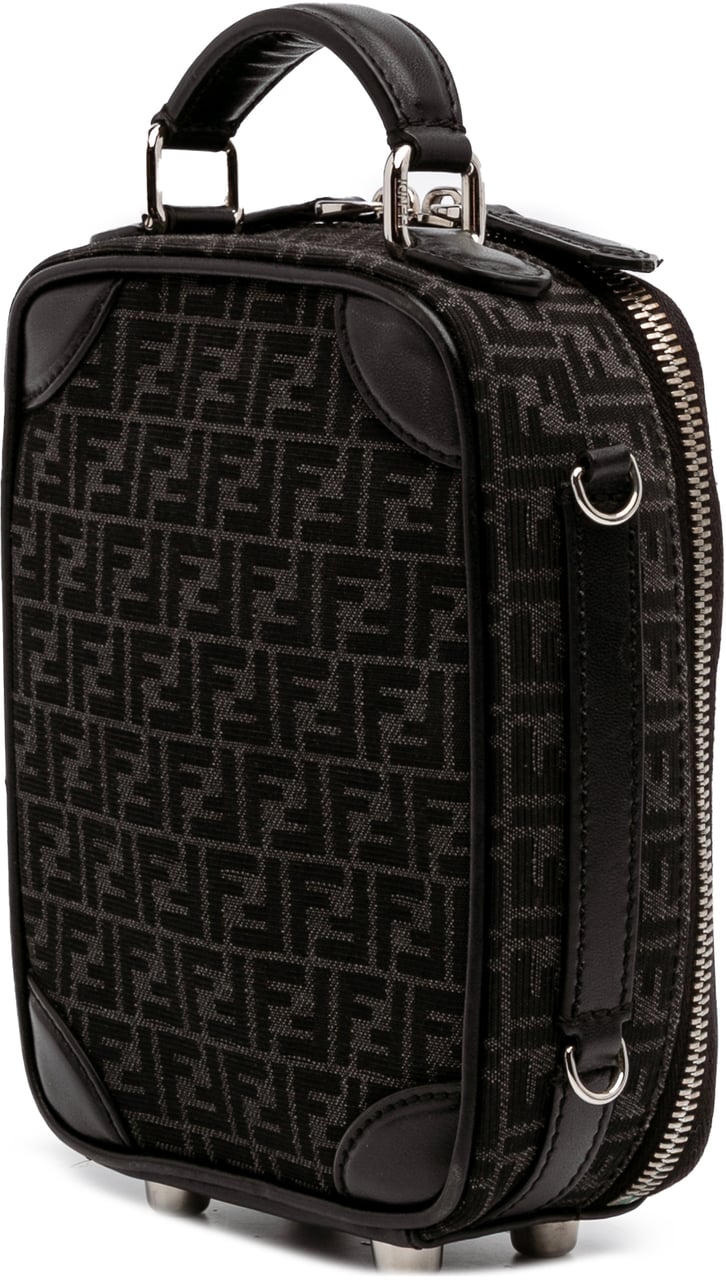 Fendi Mini Zucchino Recycled Jacquard Trolley Satchel Zwart