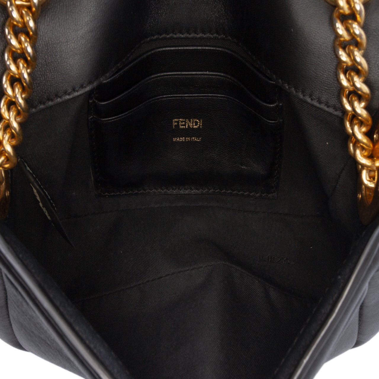 Fendi Mini Nappa Apolo Chain Baguette Shoulder Bag Zwart