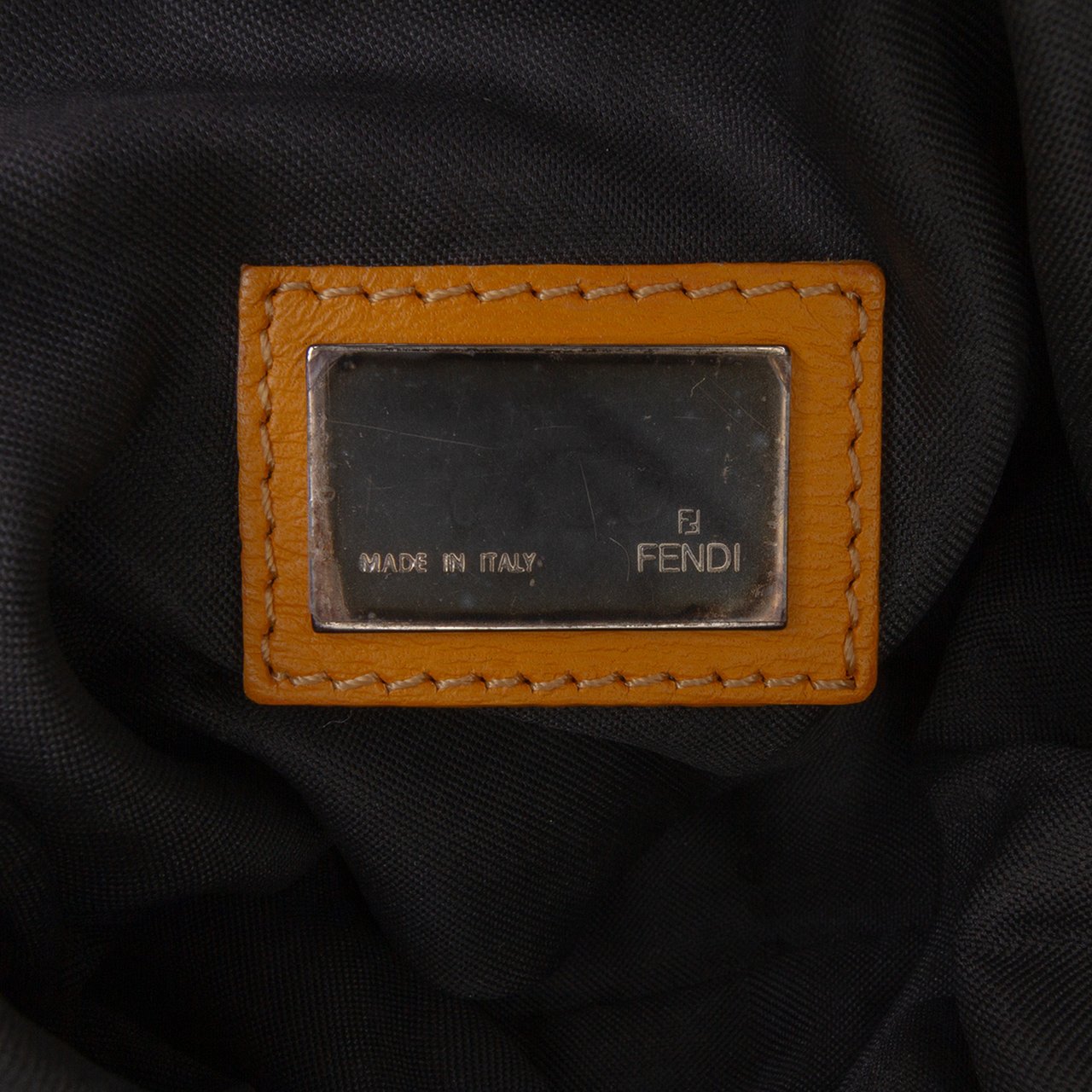 Fendi Small Zebra Print Canvas Oyster Hobo Bruin