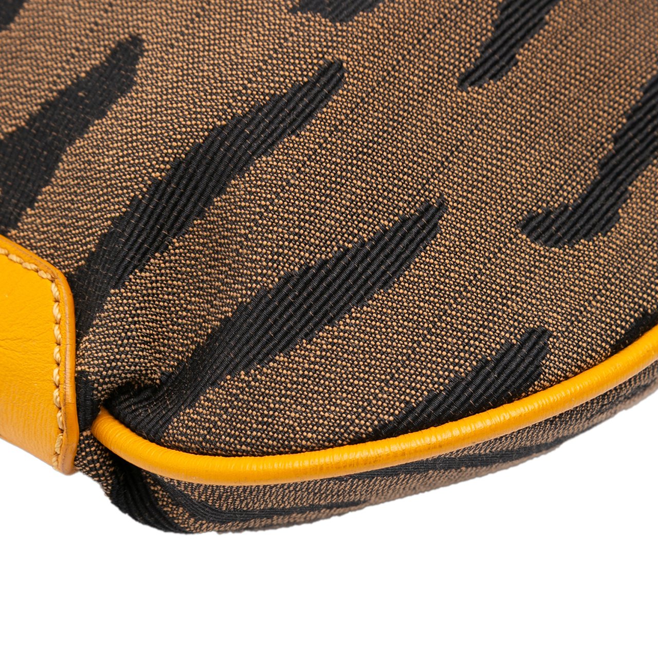 Fendi Small Zebra Print Canvas Oyster Hobo Bruin