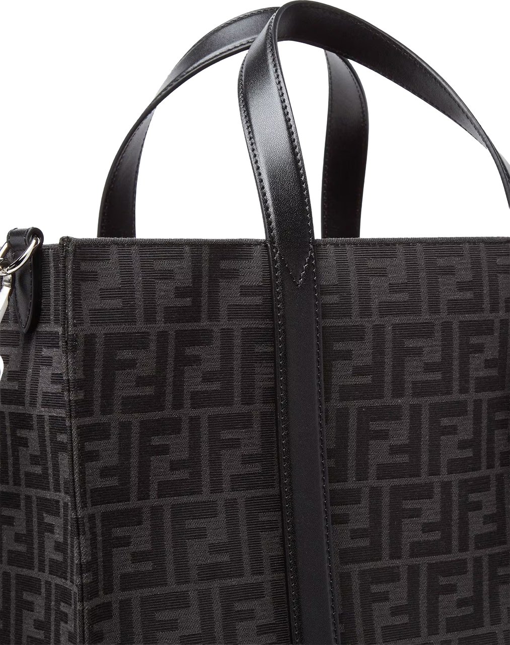Fendi Structured FF Monogram Leather Accents Tote Zwart