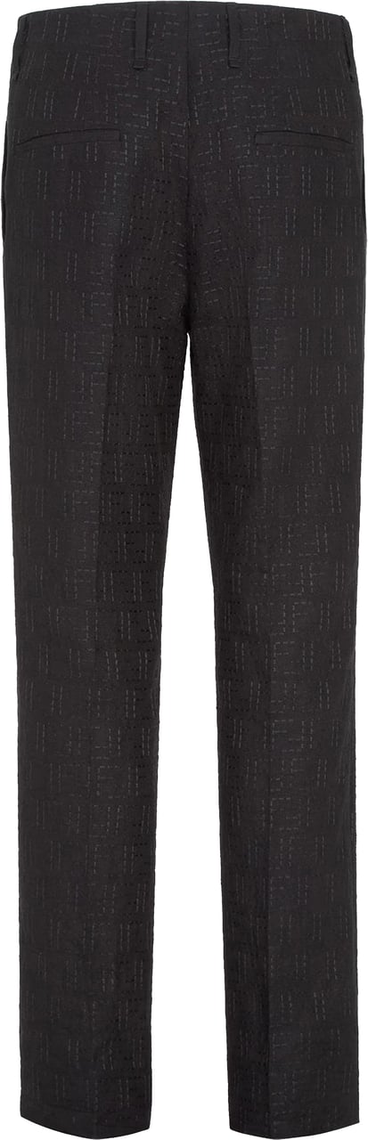 Fendi Tailored Black Linen Cropped Side-Slit Trousers Zwart