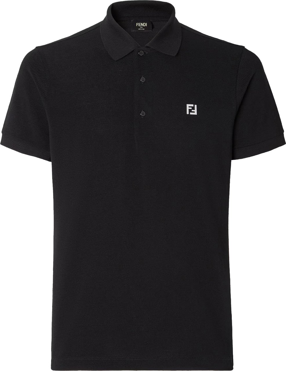 Fendi Slim-Fit Black Classic Collar Logo Polo Zwart